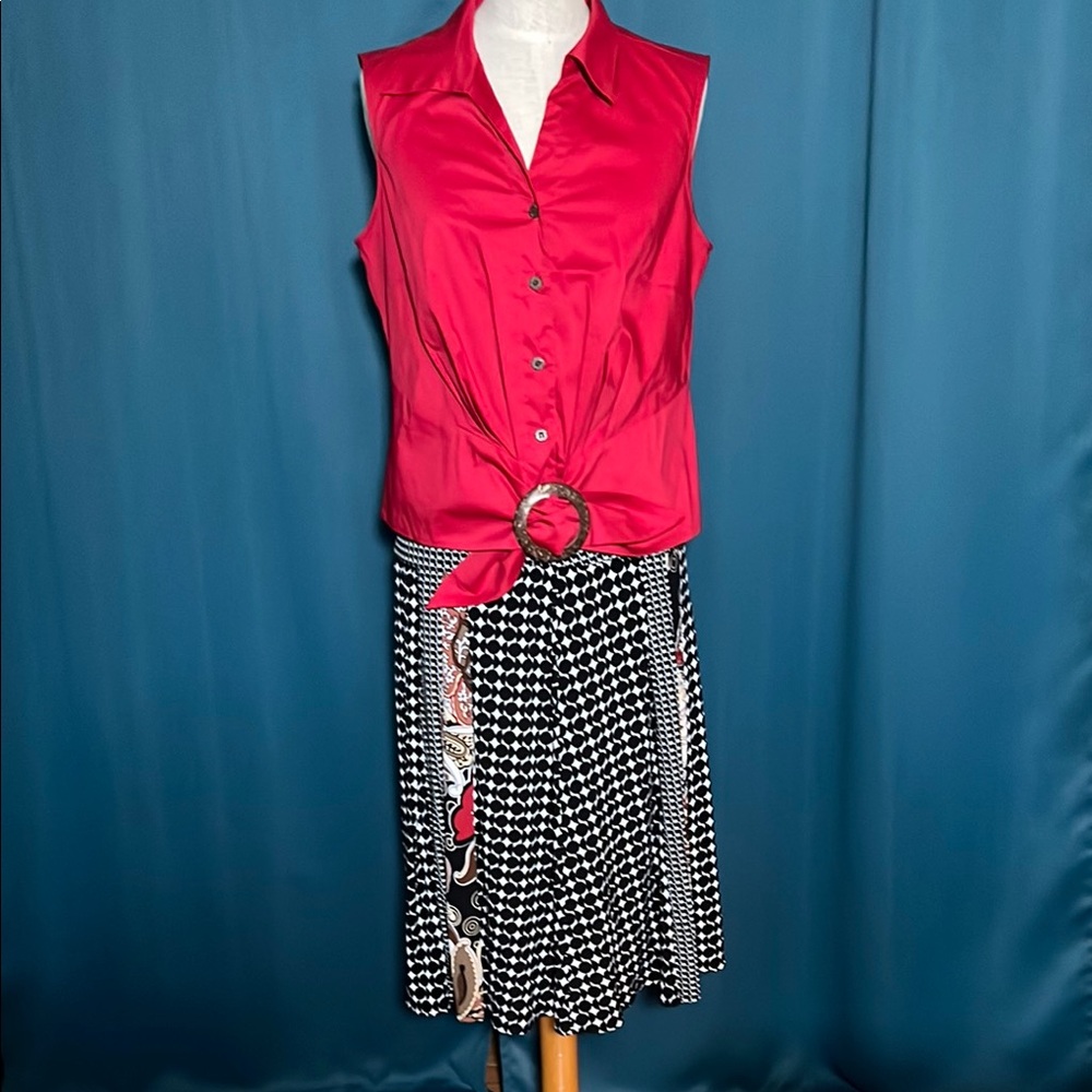 Christopher & Banks Black, White & Red Skirt & Top